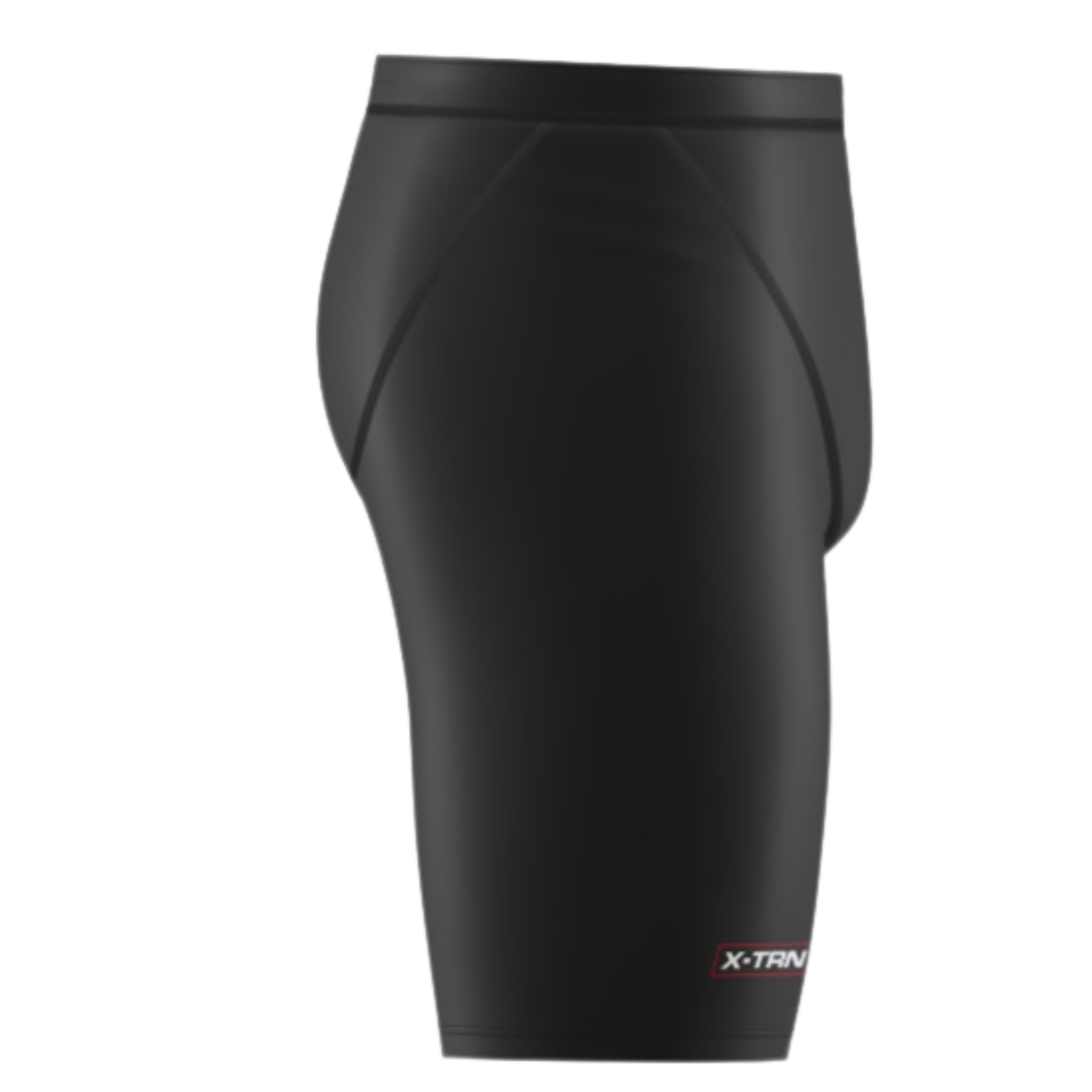 Side view of X-TRN compression shorts with minimal design for men’s fitness training and performance gym wear