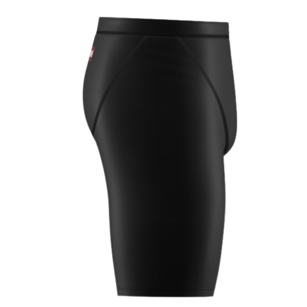 Side view of X-TRN compression shorts showing performance fit for men’s fitness training and gym wear